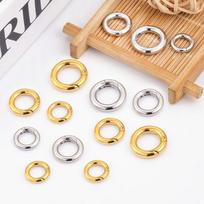316 nerūdijančio plieno apvalus spyruoklinis žiedas, užsegimas spalvai atspariam vėriniui ar apyrankei, DIY papuošalams Steel Color 1.8x7mm Round Spring Clasp beige