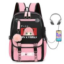 Šnipų žaidimų namelis Anime rankinė Daugiafunkcinė didelės talpos kuprinė Vyriška kompiuterio krepšys USB 47CMX30CMX15CM black