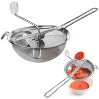 Orion Stainless Steel Hand-Cranked Food Mill and Vegetable Puree Press with Wood Handle (39 x 22 x 16 cm)