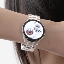 Nuateu Galaxy Watch 9/8/7/6/5/4 Classic Fe Crystal Clear Transparent Strap 20Mm white
