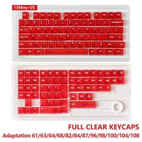 Full Transparent Mechanical Keyboard Keycaps Cherry Profile Keycaps  Mechanical Keyboard raudona