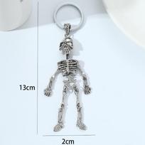 Movable Human Skeleton Pendant Punk Style Gothic Keychain Novelty Skull Keychain  Halloween Small silver gray