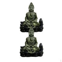 2 Aquarium Decor Fishbowl Fengshui Archaic Buddha Statue Series black
