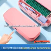 Fingerprint Unlock Dual-Layer Pencil Box with Combo Lock - High-Capacity for Students gray