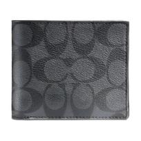 Coach 11 Prekės ženklo spaudos atvartas piniginė Vyriškos piniginės Juoda Pilka F74993-CQBK Black & Gray black