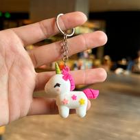 Cute Rainbow Unicorn Pendant Plush Toy Pony Doll Doll Girl Bag Pendant Keychain brown