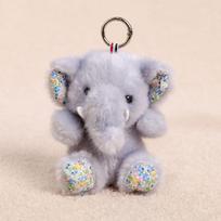Gyvūno pliušinis raktų pakabukas su trumpu plauku vaikams ir suaugusiems Elephant gray