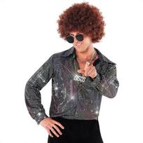 Men Shiny Sequin Long Sleeve Casual Shirt For Nightclub Performance M juoda