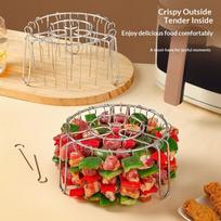 Air Fryer 24 Skewer Grill Rack Stainless Steel Hanging Oven Grilling Accessory for Home Kitchen BBQ Meals 24 Skewer beige