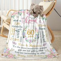 Happy 60th Birthday Floral Blankets are suitable for living rooms,making them an ideal choice for outdoor travel and gifts. 80cmx120cm