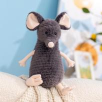 1Pc 25Cm Kawaii Sad Mouse Plush Toy Lovely Plush Grey Mouse With Accessories Doll Wears Hat Bag Glasses Birthday Gift about25cm gray