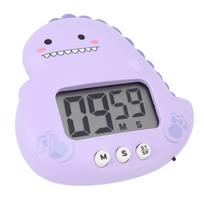 Cute Dinosaur Kids Timer Large LCD Display Loud Alarm Digital Kitchen Timer Magnetic Countdown Timer for Classroom Home violetinė