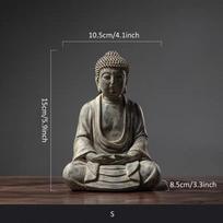 FengShui Buddha lucky Statue Outdoor, Garden Decor Buddha Sculpture for Home Meditation Decor Patio Desk Porch Yard Art Resin gray