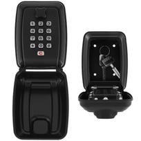 Wall-mounted key lock box with combination code, suitable for door, exterior, black