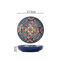 17,5cm/20cm Bohemiška keraminė lėkštė Kūrybinga vaisių lėkštė Kepsnio lėkštė Gili lėkštė Apvali lėkštė Stalo indai 1-1 gray
