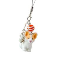 Stylish Corgi Design Keychain Soft Flocking Texture Resin Key Holder Sturdy And User Friendly For Students Professionals beige