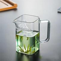 Square Tea Pitcher with Filter Holes, Borosilicate Glass, Crystal Clear Cup, Chinese Tea Divider, Creative Teacup, Teaware white