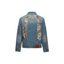 Evisu SS24 Floral And Buddha Head Embroidered Denim Jacket Men Jacket Denim-Blue 2ESHTM4DJ1002RXDN M gray