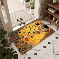 Klimt The Kiss Print Door Mat Non Slip Absorbent Floor Mat Soft Washable Rug for Indoor Entryway Kitchen and Bathroom Use 40X60CM white