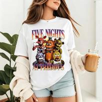 Five Nights At Freddys T Shirt Horror Game Print Unisex Unisex Unisex Modal Soft Short Sleeve Game Black White Casual Tees 4XL black