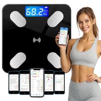 Vonios svarstyklės išmaniosios Bluetooth 180kg BMI programėlė PL