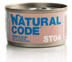 Katilėlis Natural Code ST04, tunas ir ančiuviai, 85 g