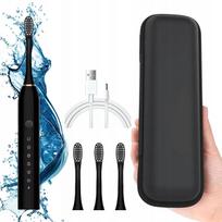 Elektrinis dantų šepetėlis su dėklu, juodas, 4 USB-C antgaliai