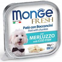 Šunų paštetas su menkės gabaliukais Monge 100g
