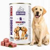 Šunų konservai DOS PERROS, paukštiena, gabaliukai padaže, 1250 g