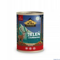 Šunų konservai su elniena (93%) ir spanguolėmis 400 g Pokusa Feel The Wild