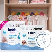 Kūdikių skalbimo kapsulės BOBINI, hipoalerginės, baltos, 62 vnt.