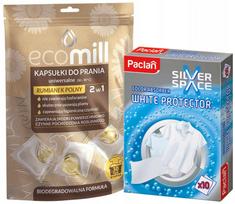 Skalbimo kapsulės Ecomill ramunėlių 30 vnt. su servetėlėmis