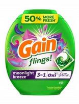 Skalbimo gelio kapsulės Gain Flings Moonlight Breeze 3 in 1, 102 vnt.
