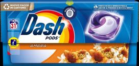 Skalbimo kapsulės Dash Pods Ambra, 31 vnt.