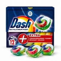 Skalbimo kapsulės Dash Platinum 4 in 1 Color su dėmių valikliu, 12 vnt.