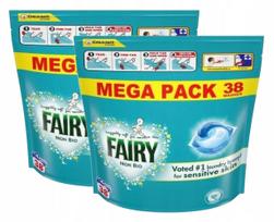 Skalbimo kapsulės Fairy Non Bio Mega Pack, hipoalerginės, 2×38 vnt.