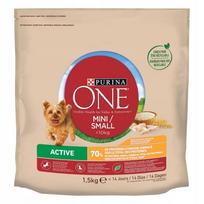 Sausas pašaras mažų ir aktyvių veislių šunims Purina ONE su vištiena ir ryžiais 1,5 kg