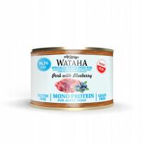 Šunų konservai WATAHA MONO PROTEIN 94,5% kiauliena su mėlynėmis 185g