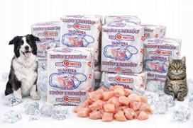 Šaldyta mėsa šunims, kubeliais, 10 kg, paukštiena ir jūros gėrybės
