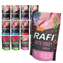 Šlapi pašarai suaugusiems šunims Rafi 12x500g be grūdų, 6 skonių rinkinys