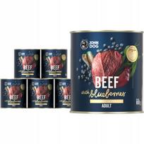 Šunų ėdalas JOHN DOG Berry, jautiena su mėlynėmis, suaugusiems, 6 x 800 g, konservuotas