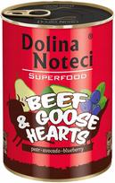 Šunų maistas DOLINA NOTECI SUPERFOOD su jautiena ir žąsų širdelėmis 400g