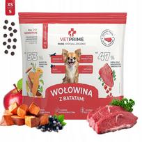 Hipoalerginis jautienos ir saldžiųjų bulvių pašaras mažiems šunims VETPRIME XS/S 2kg