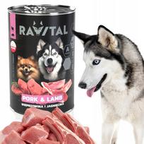 Šunų konservai RAVITAL 68% mėsos 400g kailiui ir odai, kiauliena, aviena