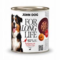 Šunų konservai JOHN DOG For Long Life su kengūriena ir moliūgais, 800 g