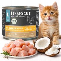 Kačių pašaras LIEBESGUT Junior EKO vištiena ir kokosai 200g BIO kačiukams
