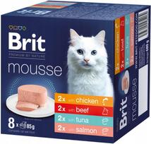 Šlapus kačių maistas Brit Premium CAT Mousse multipakas, maišyti skoniai, 8x85g