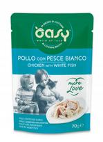 Vištienos ir baltosios žuvies pašaras katėms Oasy More Love, 70 g