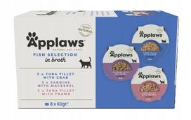 Kačių pašaras APPLAWS multipakas, žuvies rinkinys, 8x60g