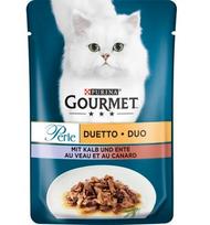 Katėms skirtas pašaras Gourmet Perle Duo Duetto su veršiena ir antiena padaže 85g